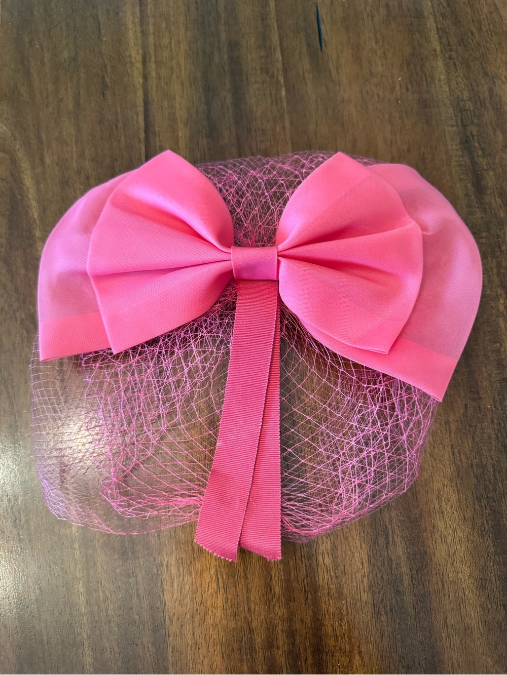 Vintage 1960s Pink Bow Birdcage Veil Fascinator Headpiece